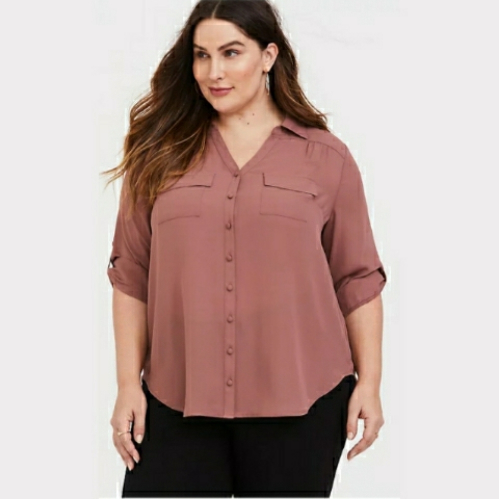 TORRID Dusty Pink Chiffon Button Down 6XL